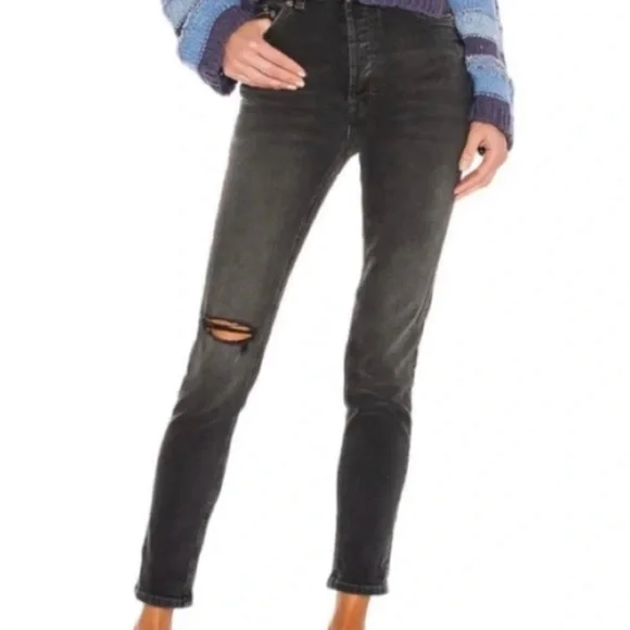 We The Free Button Fly Skinny Zuri Mom Jean Women 27 Washed Black - Picture 12 of 12